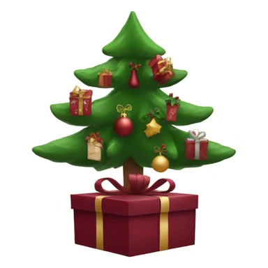 burgundy Christmas gifts under a tree sticker