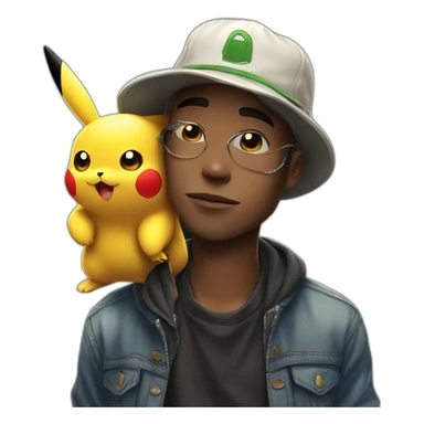 cool guy with pikachu hat smoking sticker