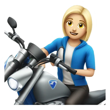 Adolescente rubia con ojo azules en moto deportiva  sticker