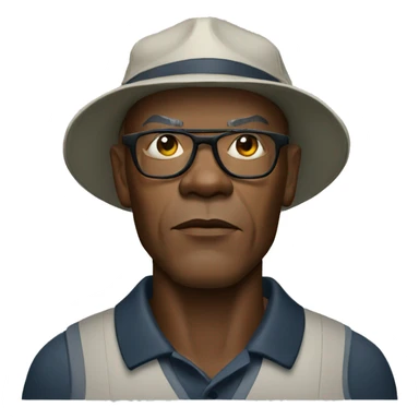 bald samuel l jackson serious wearing golf hat sticker