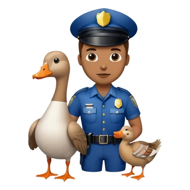 A goose in handcuffs being taken to jail by a police officer  sticker