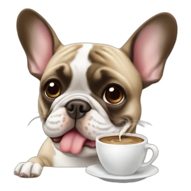 FRENCH BULLDOg drinking coffee sticker