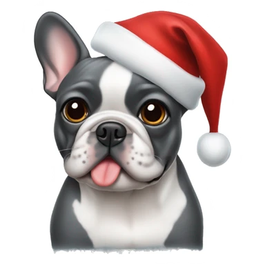 Dark gray French bulldog with Santa hat sticker