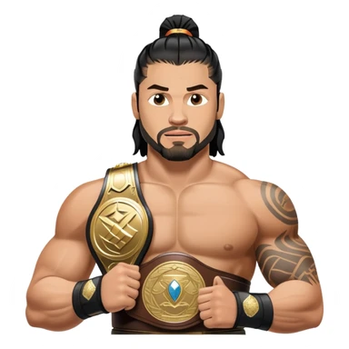 Roman Reigns WWE wrestler with championship belt sticker