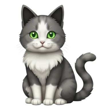 full body half dark grey and half white cat sticker