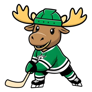 Dallas Stars Moose playing hockey with hats sticker