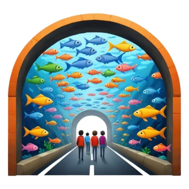 des gens qui sont dans un tunnele et les parois c'est des poissons  sticker