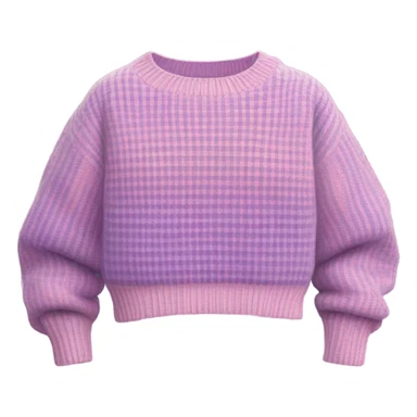 Pink and lilac checkered cropped oversize wool sweater, isolated sticker