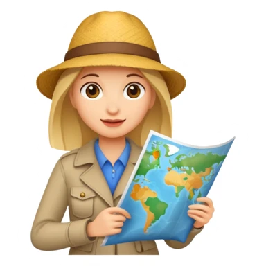 tourist woman holding map sticker