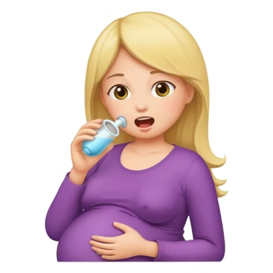 Pregnant women swallowing girl sticker