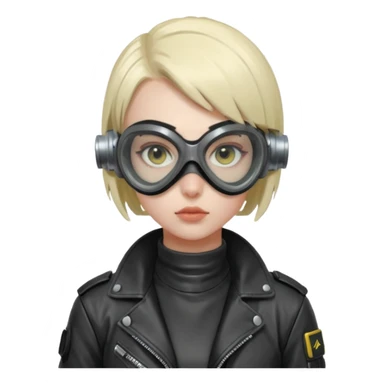 cyberpunk gasmask girl programmer buzzcut hair sticker