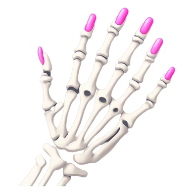 Skeleton hand 5 fingers with pink polish nails minimalistic  sticker