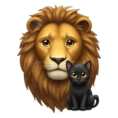 Big Lion and small black cat big sad eyes sticker