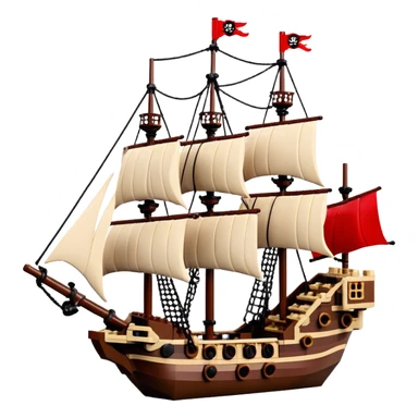 Pirate Ship (Toy) - Lego Pirate Ship (Model Year: 2021) (Iconic colour: Brown with red sails) sticker
