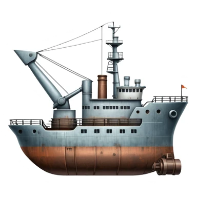 motorized ship with visible rudder, no sails sticker