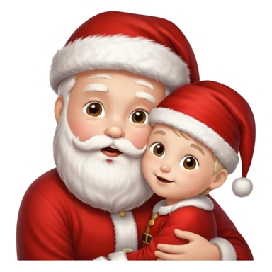 Santa Claus kissing kid sticker
