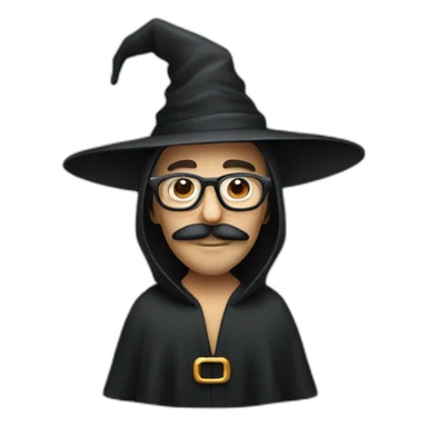 glasses and mustache man wearing witch hat and robe sticker
