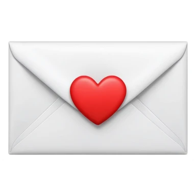 closed white envelope with a single red heart sticker in the center, smooth and clean, minimal details, bright and saturated colors, glossy highlight


 sticker