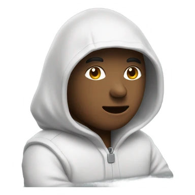 un monsieur avec une capuche derrière un ordinateur se monsieur est entrain d'arnaquer  sticker