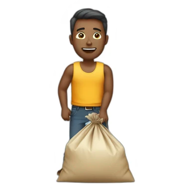 man with overloaded bag with money sticker