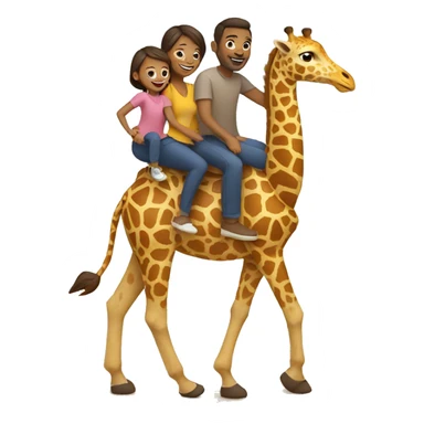 family riding giraffes sticker