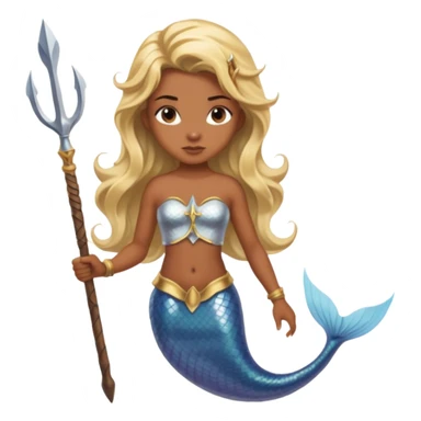 Mermaid with Trident – Warrior brown skin, blonde hair mermaid with weapon sticker
