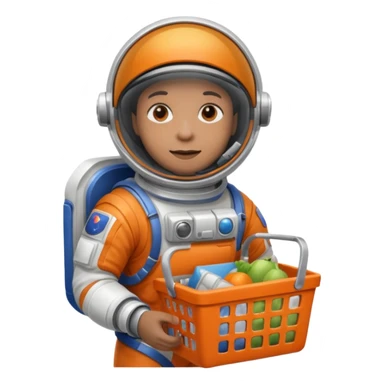 astronauta con canasta para hacer compras vacía sticker