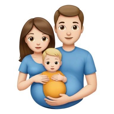 Pregnant girl, husband, baby boy sticker