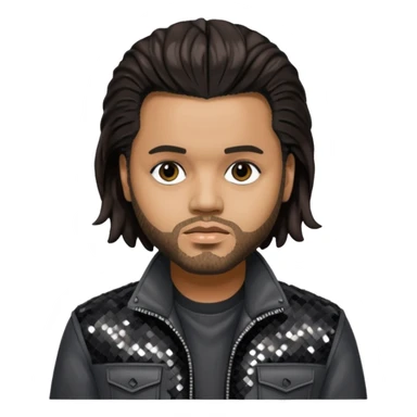The Weeknd with long dark brown hair, dark gray sequin outfit  sticker
