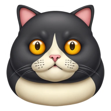 Un gato negro gordito con los ojos de color amarillos sentado sticker