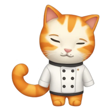 sleepy orange cat with chef attribute sticker