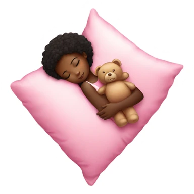 black girl sleeping on pink pillow with teddy bear in arms sticker