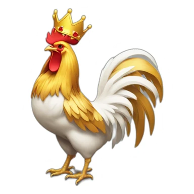 proud and howling golden rooster with a crown on its head sticker