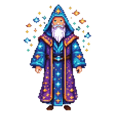 cosmic wizard with stars and galaxy robe sticker