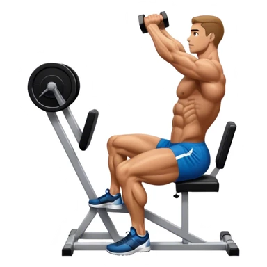 side-view bodybuilder seated weighted calf-raise machine lower leg exercise sticker