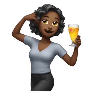 A girl with a drink in hand dancing sticker