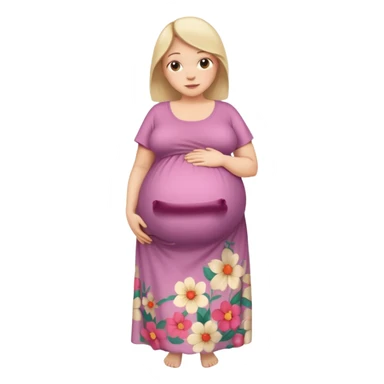 very heavily pregnant overdue woman with very  very big and large belly  sticker