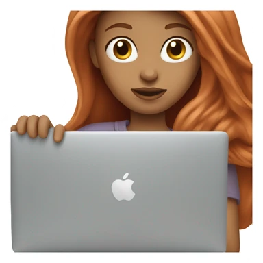 Red-haired girl with a MacBook sticker