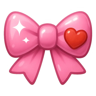 bow emoji, cute and shiny, with a heart accent sticker