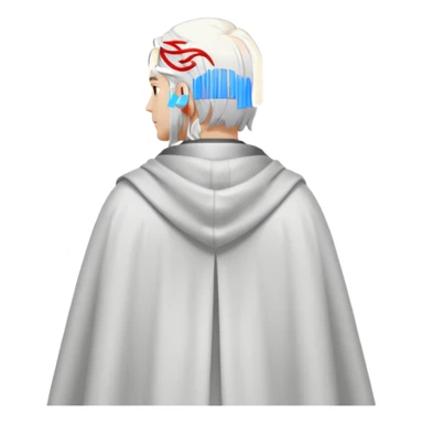 fullbody in frame silverhair god ZEUS, white cape, standing still backview sticker