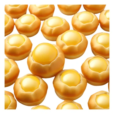 3D rendered authentic Hong Kong egg puffs (港式鸡蛋仔) with golden egg-shaped bubbles, perfect crispy exterior, hyper-realistic texture, glossy finish, soft lighting, traditional hexagonal pattern sticker