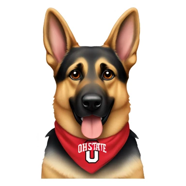 German Shepherd wearing an Ohio state bandana around its neck sticker