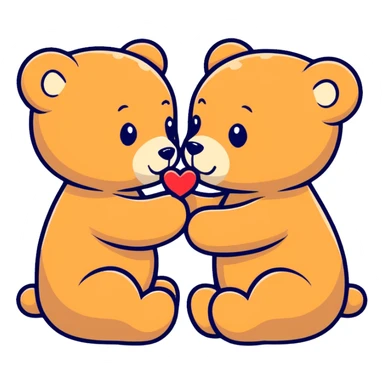 Teddy bears kissing  sticker