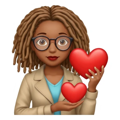 Girl Scouts African American girl with locs and glasses heart  sticker