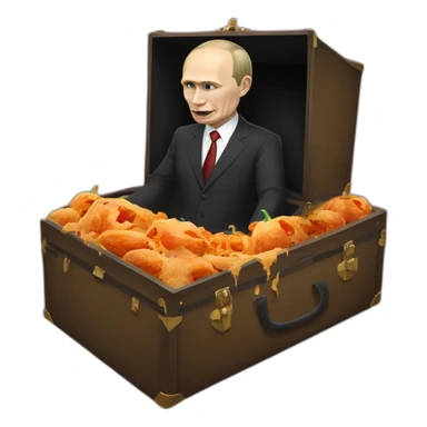 halloween corpse vladimir putin in coffin suitcase wheelchair meat cube sticker