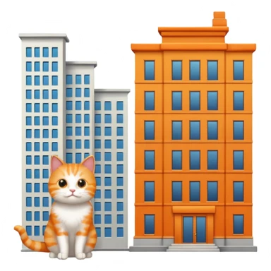 a cat that is 90 feet tall next to a building sticker