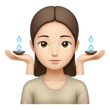 peaceful face in meditation with small balanced scales above head sticker