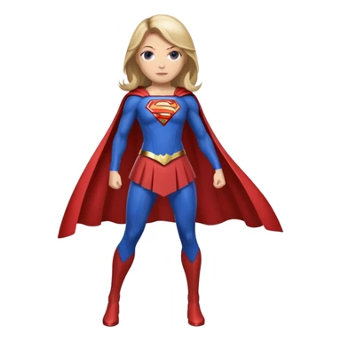 Supergirl superhero full body, blue suit with red cape and S emblem sticker