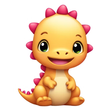 cute round baby dino, with hearts sticker