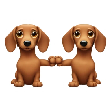 2 wiener dogs holding hands sticker